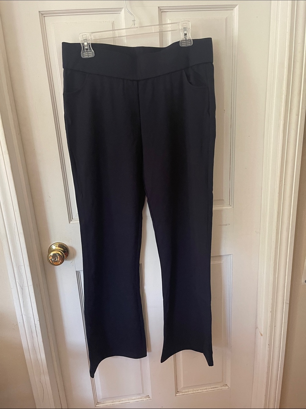 Black Pull-On Bootcut Pants with Contoured Waistband
